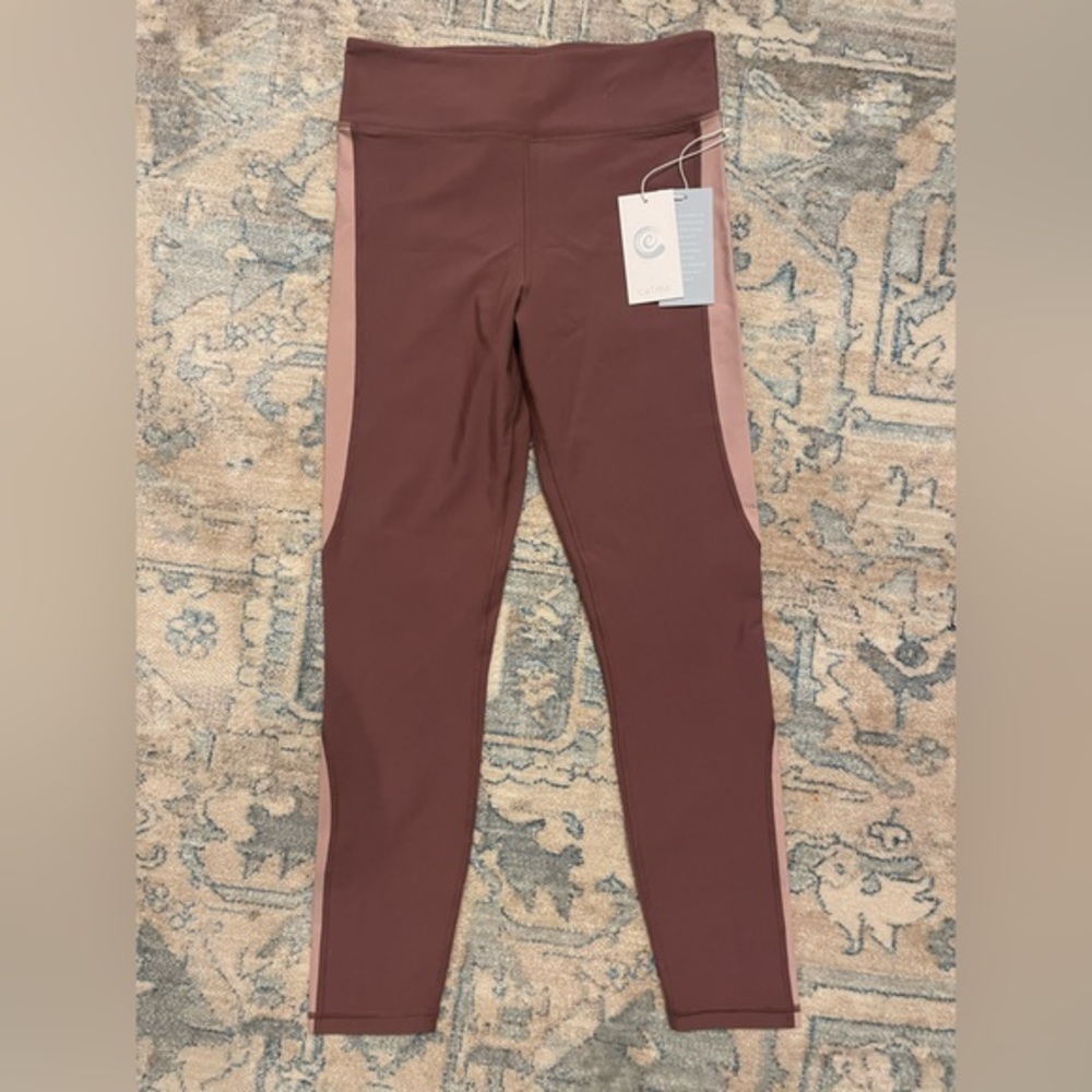 Johnny Was Calme Women's Brown & Cream Color Blocked Ankle‎ Leggings
